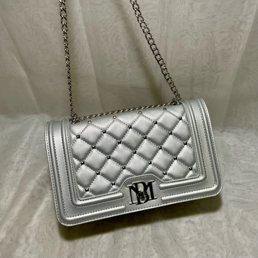 Badgley Mischka Metallic Silver Crossbody with Embellishments , NWT
